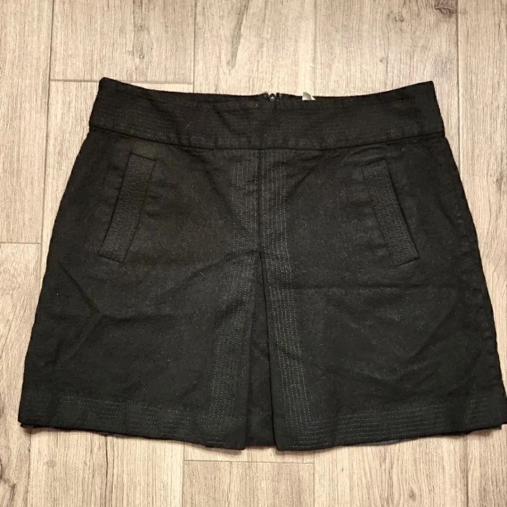 J. Crew Front Split Wool Mini Skirt Black Size 8